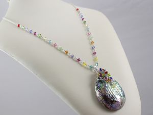 chileart biżuteria autorska abalone muszla paua Swarovski srebro naszyjnik